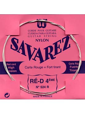 Illustration de CORDES SAVAREZ Carte Rouge (fort tirant) - 4e (ré)
