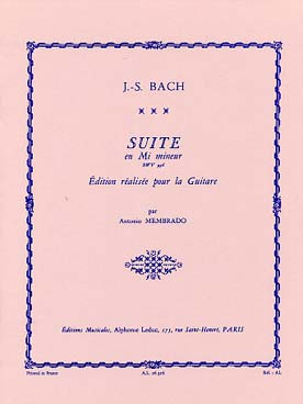 Illustration de Suites pour luth - N° 1 BWV 996 en mi m (tr. Membrado)