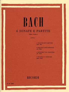 Illustration de 6 Sonates et partitas BWV 1001 à 1006 pour violon, tr. pour alto - éd. Ricordi (tr. Polo)