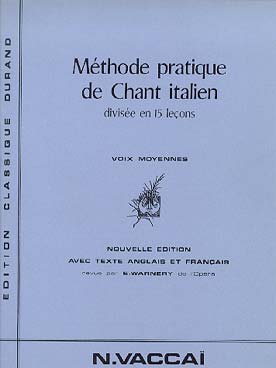 Illustration de Méthode pratique de chant italien - éd. Durand voix moyenne