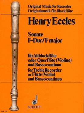 Illustration de Sonate en fa M pour flûte à bec alto ou violon ou flûte traversière et b. c.