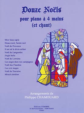 Illustration de 12 NOËLS pour piano 4 mains avec paroles (tr. Chamouard)