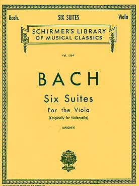 Illustration de 6 Suites BWV 1007-1012 pour violoncelle, tr. pour alto - éd. Schirmer