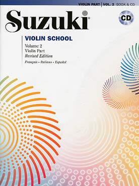 Illustration de SUZUKI Violin School (édition révisée) - Vol. 2 (français/espagnol/italien) avec CD play-along