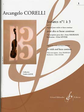 Illustration de Sonates N° 1 à 3 op. 5 pour violon et basse continue, tr. pour alto et piano avec violoncelle ad lib.