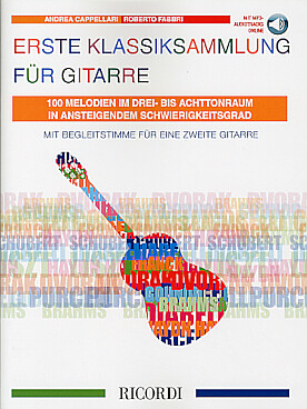 Illustration de ERSTE KLASSIKSAMMLUNG für Gitarre : 100 mélodies sur 3 à 8 notes avec accompagnement d'une 2e guitare à télécharger