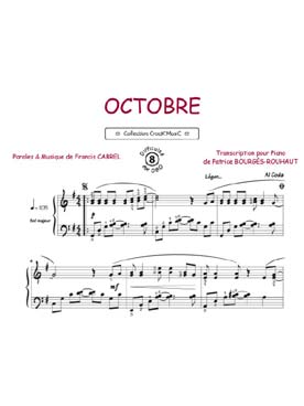 Partition piano octobre cabrel