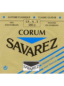 Illustration de CORDES SAVAREZ Corum bleue filée plaquée argent - 5e (la)
