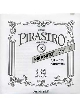 Illustration de Pirastro Piranito 1/4 - 1/8 (medium) Jeu complet avec mi à boule