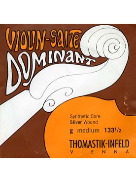 Illustration de Thomastik Dominant - calibre medium - 4e (sol) violon 1/2 -Nylon filé argent