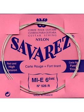 Illustration de CORDES SAVAREZ Carte Rouge (fort tirant) - 6e (mi grave)