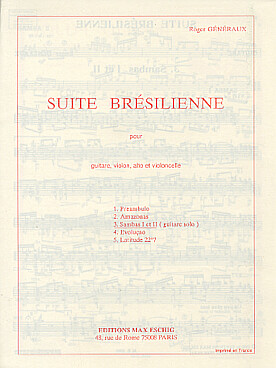 Illustration de Suite brésilienne pour guitare, violon, alto et violoncelle - N° 3 : Sambas 1 et 2 (guitare seule)