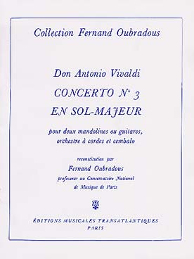 Illustration de Concerto N° 3 en sol M pour 2 mandolines et orchestre à cordes, tr. pour 2 guitares et piano