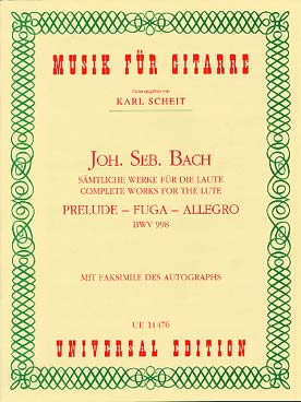 Illustration de Prélude, fugue et allegro BWV 998 en ré M (tr. Scheit, avec fac-similé)