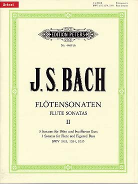 Illustration de Sonates flûte et clavecin (éd. Peters) - Vol. 2 : Sonates BWV 1033 en do M, 1034 en mi m, 1035 en mi M