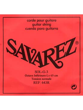 Illustration de CORDES SAVAREZ Guitare basse à l'octave (65 cm) - 3e (sol)