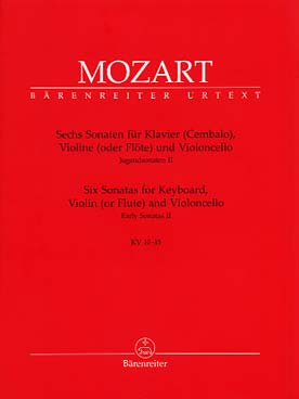 Illustration de Sonates K 10 à 15 pour flûte ou violon, violoncelle et piano