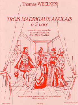 Illustration de 3 Madrigaux à 5 voix (tr. Pallen pour 5 guitares)
