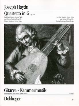 Illustration de Quatuor Hob. II:1 en sol M op. 5/4 pour flûte, violon, alto et guitare