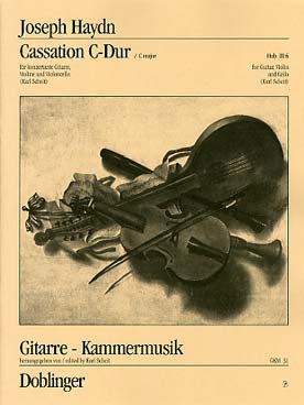 Illustration de Cassation Hob III:6 en do M pour guitare concertante, violon et violoncelle
