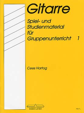 Illustration de Méthode de guitare en groupe (Spiel- und Studienmaterial für Gruppenunterricht), duos et trios, texte allemand - Vol. 1