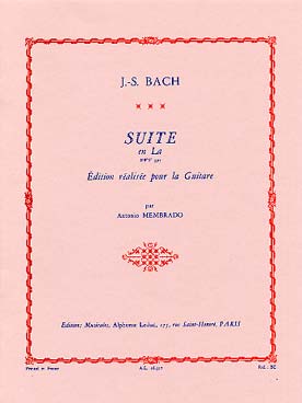 Illustration de Suites pour luth - N° 2 BWV 997 en la m (tr. Membrado)