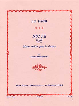 Illustration de Suites pour luth - N° 2 BWV 997 en la m (tr. Membrado)