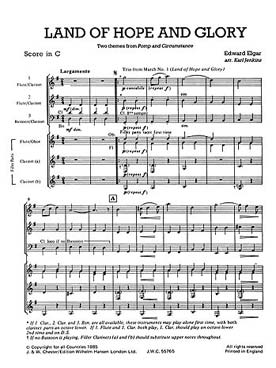 Illustration de MIXED BAG : ensembles variables pour bois (C + P) - N° 26 : ELGAR Land of hope and glory (de Pomp and Circumstance)