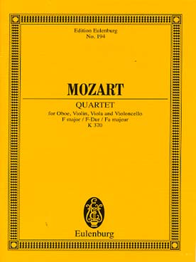 Illustration de Quatuor K 370 en fa M pour hautbois, violon, alto et violoncelle