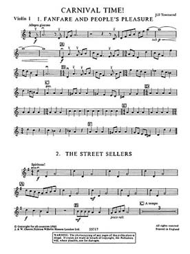 Illustration de PLAYSTRINGS : musique pour orchestre de jeunes instrumentistes à cordes Moyen 11 : TOWNSEND Carnaval time - Parties séparées