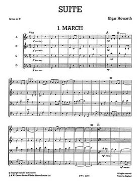 Illustration de JUNIOR JUST BRASS : musique facile pour ensemble de cuivres variable (C + P) - N° 1 : HOWARTH Suite