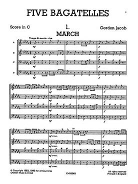 Illustration de JUNIOR JUST BRASS : musique facile pour ensemble de cuivres variable (C + P) - N° 14 : JACOB 5 Bagatelles