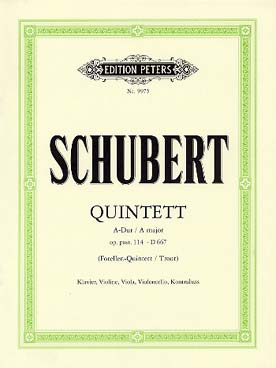 Illustration de Quintette op. posth. 114 D 667 en la M "La truite" pour violon, alto, violoncelle, contrebasse et piano