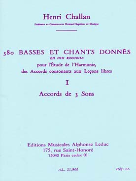 Illustration de 380 Basses et chants donnés Vol. 1 : accords de 3 sons - 1 a : textes