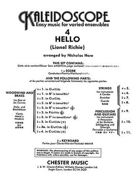 Illustration de KALEIDOSCOPE : musique facile d'ensemble variable pour tous instruments - N° 4 : RICHIE Hello