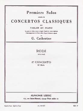 Illustration de 1er Solo du Concerto N° 1 en ré m - éd. Leduc, rév. Catherine
