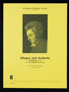 Illustration de Allegro et Andante de la Fantaisie K 608 en fa m (tr. Eppel pour 2 flûtes/piano)