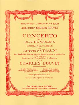 Illustration de Concerto en si m pour 4 violons, réd. piano (Ch. Bouvet) op. 3 n°10