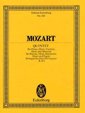 Illustration de Quintette K 452 en mi b M pour piano, hautbois, clarinette, cor et basson