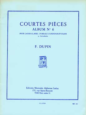 Illustration de Courtes pièces - Album N° 6 : caisse claire, cymbale suspendue et piano