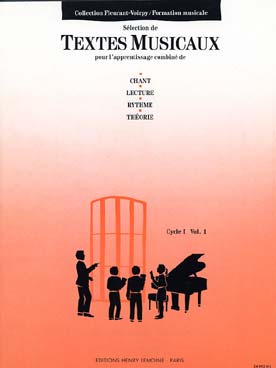 Illustration de Textes musicaux pour l'apprentissage de chant, lecture, rythme et théorie - Cycle 1 Vol. 1