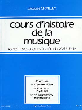 Illustration de Cours d'histoire de la musique Tome 1 : Des origines à la fin du 17e - Vol. 4 : Exemples musicaux (7 à 9)
