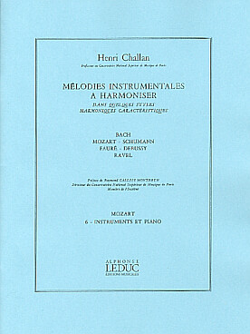 Illustration de Mélodies instrumentales à harmoniser - Vol. 6 : MOZART Instruments et piano