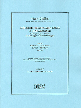 Illustration de Mélodies instrumentales à harmoniser - Vol. 6 : MOZART Instruments et piano