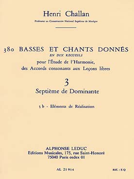Illustration de 380 Basses et chants donnés Vol. 3 : septièmes de dominante - 3 b : éléments de réalisation