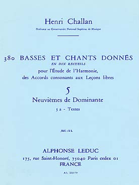 Illustration de 380 Basses et chants donnés Vol. 5 : neuvièmes de dominante - 5 a : textes