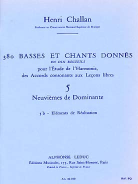Illustration de 380 Basses et chants donnés Vol. 5 : neuvièmes de dominante - 5 b : éléments de réalisation