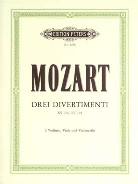 Illustration de Divertimenti K 136,137,138 pour quatuor à cordes