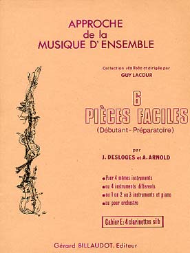 Illustration de 6 Pièces faciles pour ensemble homogène ou mixte ou orchestre junior - Vol. E : clarinettes si b