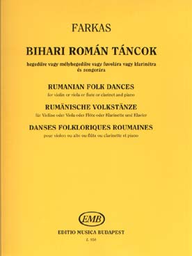Illustration de Danses populaires roumaines de la région de Bihar pour violon (flûte, alto ou clarinette) et piano